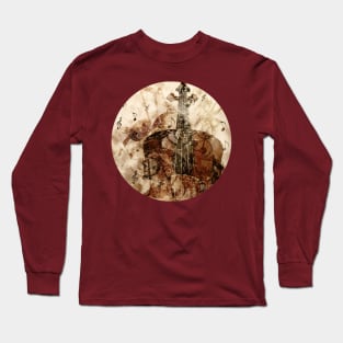 Old violin with music notes Long Sleeve T-Shirt